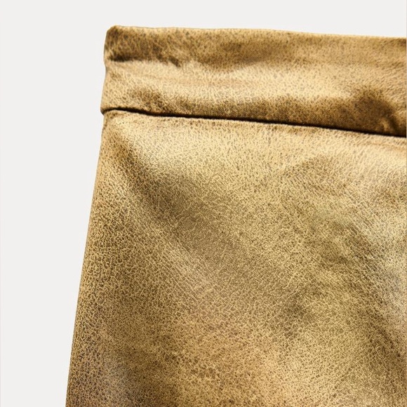 NWT. Zara ZW Collection Golden Satin Effect Asymmetric Flowing Midi Skirt Size S - Picture 6 of 9